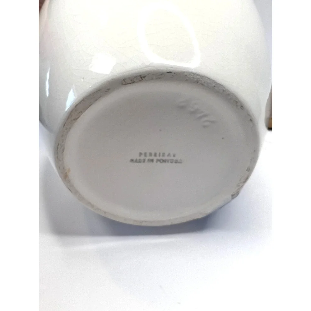 Pereiras Portugal Hand Painted Blue &White Floral Vase‎ Ceramic Pottery